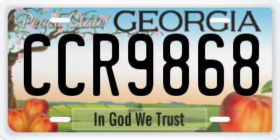 GA license plate CCR9868