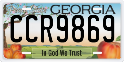 GA license plate CCR9869
