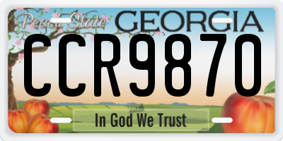 GA license plate CCR9870