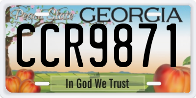GA license plate CCR9871