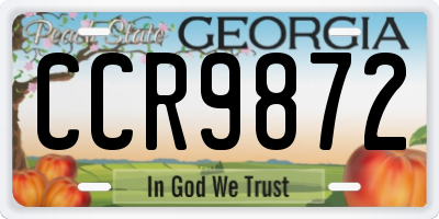 GA license plate CCR9872