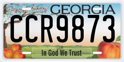 GA license plate CCR9873