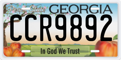 GA license plate CCR9892