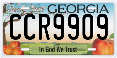GA license plate CCR9909