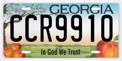 GA license plate CCR9910