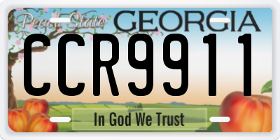 GA license plate CCR9911