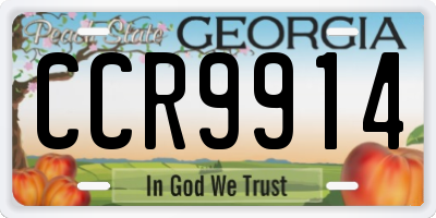 GA license plate CCR9914