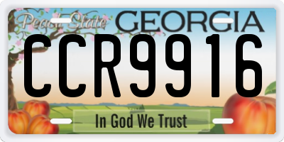 GA license plate CCR9916