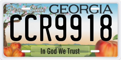 GA license plate CCR9918