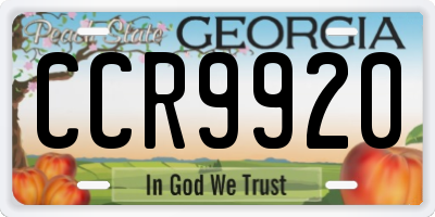 GA license plate CCR9920