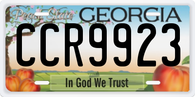 GA license plate CCR9923