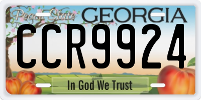 GA license plate CCR9924
