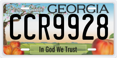 GA license plate CCR9928