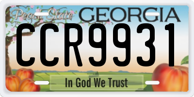 GA license plate CCR9931