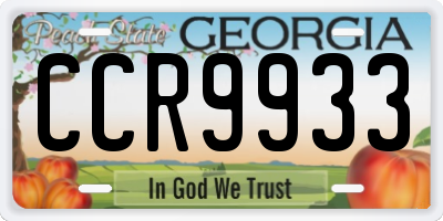 GA license plate CCR9933