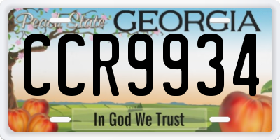 GA license plate CCR9934