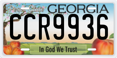 GA license plate CCR9936