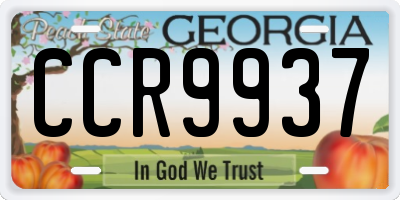 GA license plate CCR9937