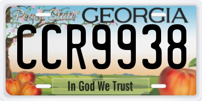 GA license plate CCR9938