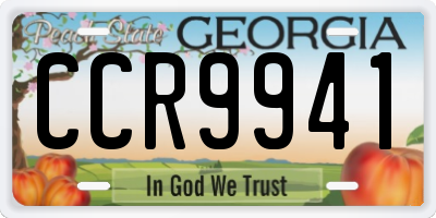 GA license plate CCR9941