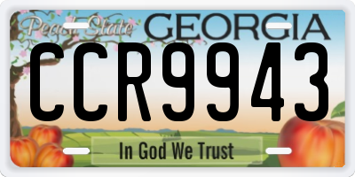 GA license plate CCR9943