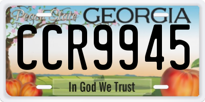GA license plate CCR9945