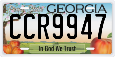 GA license plate CCR9947