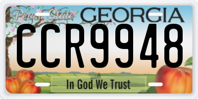 GA license plate CCR9948