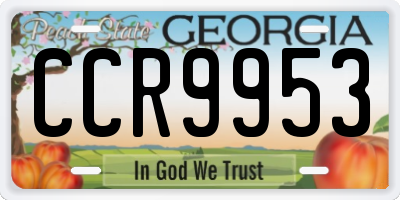 GA license plate CCR9953
