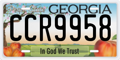 GA license plate CCR9958