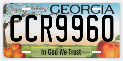 GA license plate CCR9960