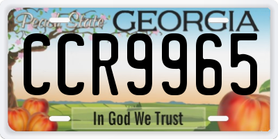 GA license plate CCR9965
