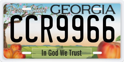 GA license plate CCR9966