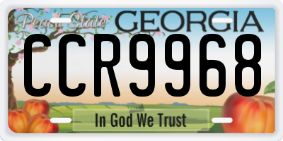 GA license plate CCR9968