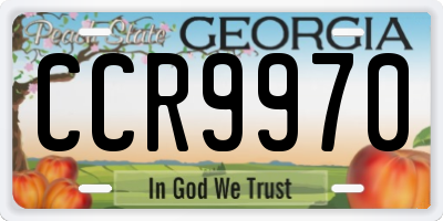 GA license plate CCR9970