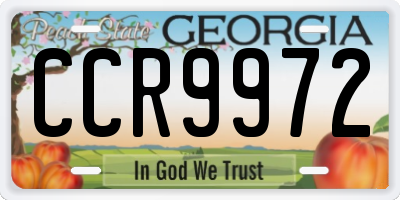 GA license plate CCR9972