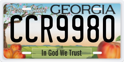 GA license plate CCR9980