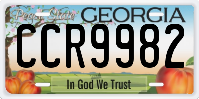 GA license plate CCR9982