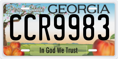 GA license plate CCR9983