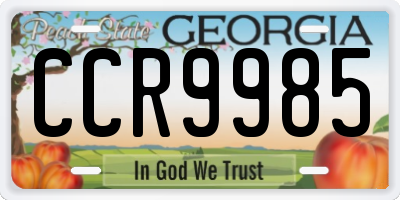 GA license plate CCR9985