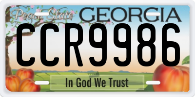 GA license plate CCR9986