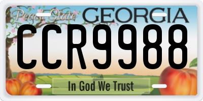 GA license plate CCR9988