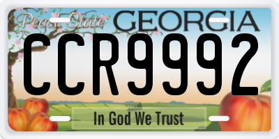 GA license plate CCR9992