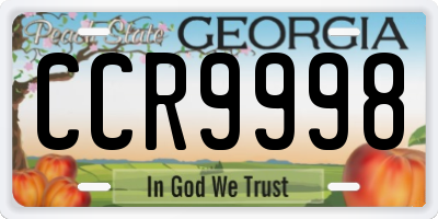 GA license plate CCR9998