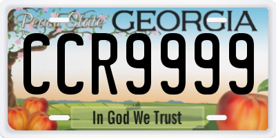 GA license plate CCR9999
