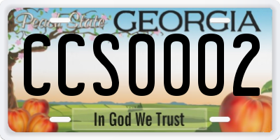 GA license plate CCS0002