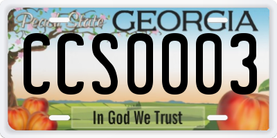 GA license plate CCS0003