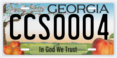 GA license plate CCS0004