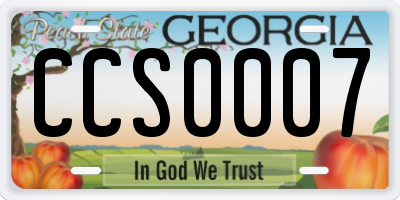 GA license plate CCS0007