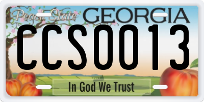 GA license plate CCS0013